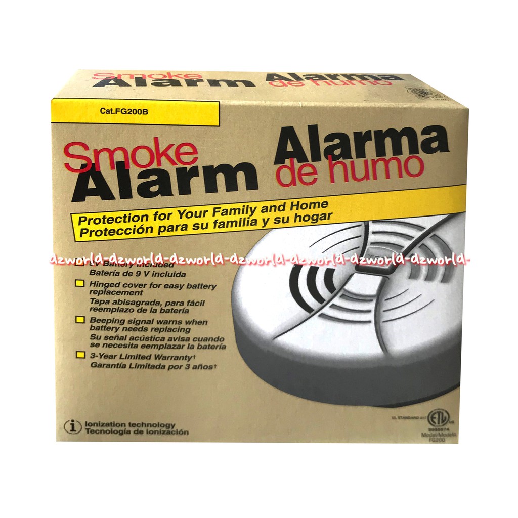 Smoke Alarm Asap Rokok dengan daya 9 volt yang dioperasikan dengan baterai