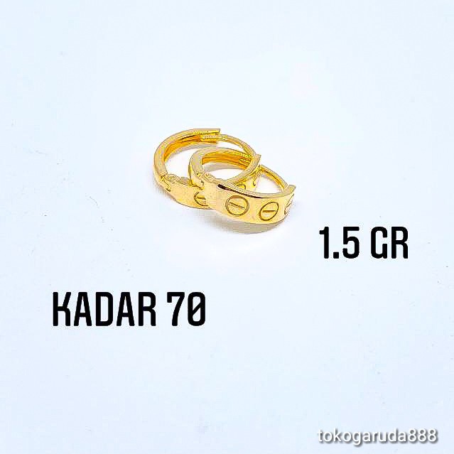 Anting bulat gipsy gipsi anak dan dewasa emas asli kadar 700 70% gold rosegold whitegold cartierr elegan terbaru