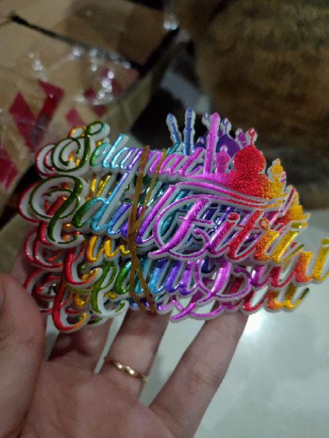 Ti-0135-c Cake Topper Tulisan Idul Fitri Lebaran Tempel Mix