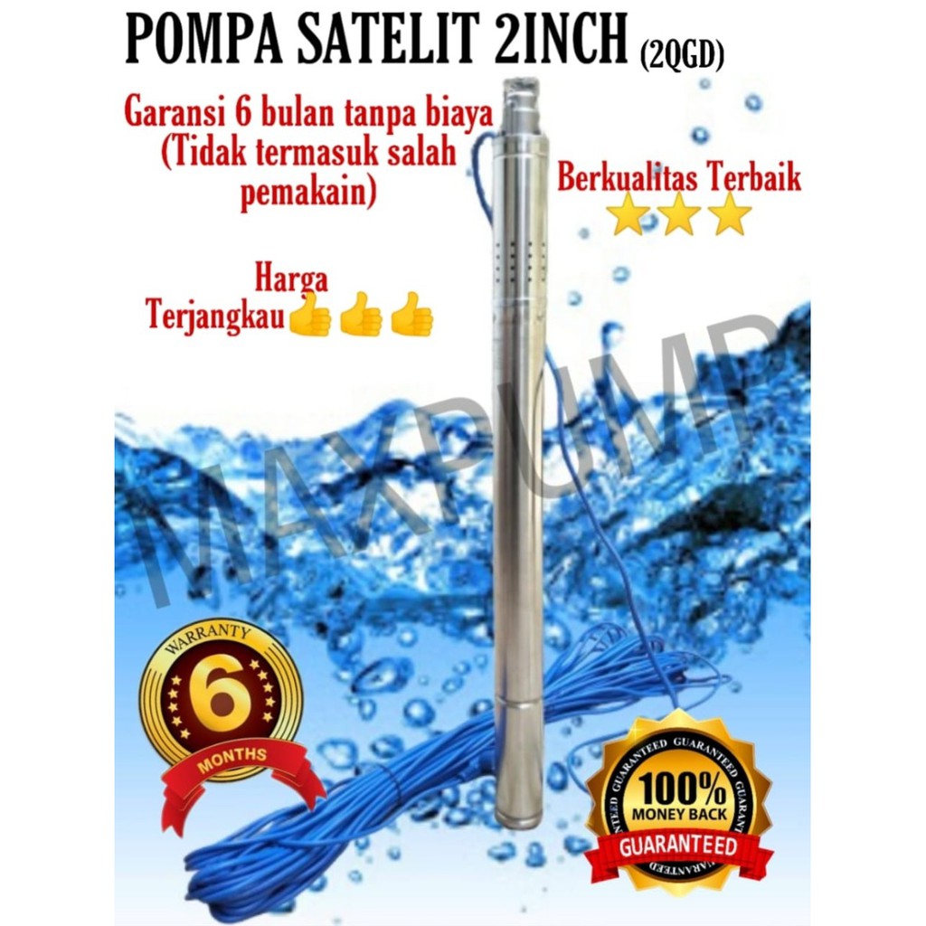 MAXPUMP 2QGD1/68 KABEL 30M Pompa Satelit 2 inch 0,5 HP 370Watt / Submersible Pump / Pompa Sibel / Sible