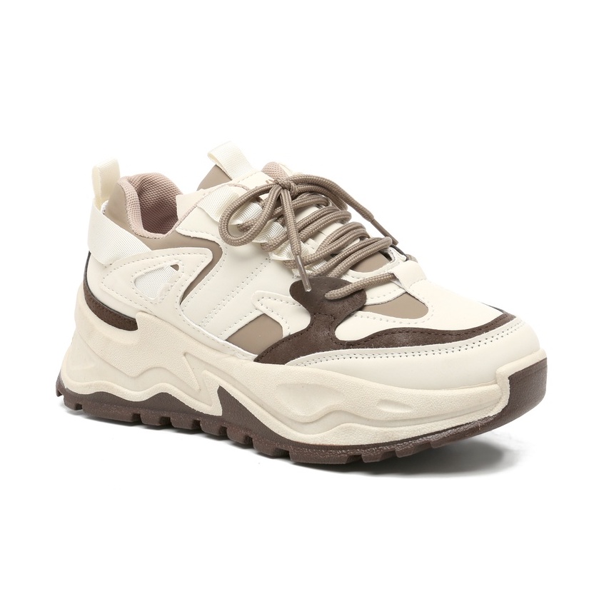 PVN Jungkook Sepatu Sneakers Wanita Sport Shoes Grey Krem 129-Jeonghan - Choco