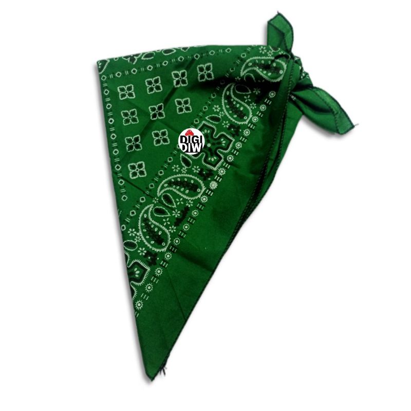 Masker Bandana Scraft Slayer Segi Empat Motif Batik Retro Murah Unisex Headband Pramuka - Hijau Tua