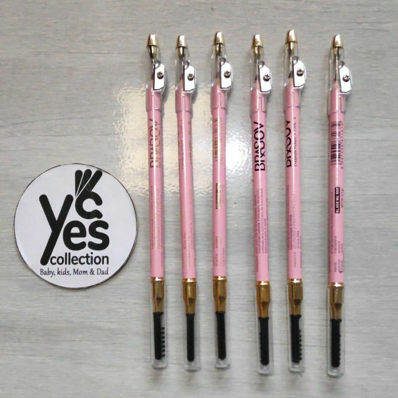 Brasov Eyebrow Pensil Alis Auto + Brush 3in1 Black Brown Hitam Coklat ( Pensil Alis + Sharperner + Brush)