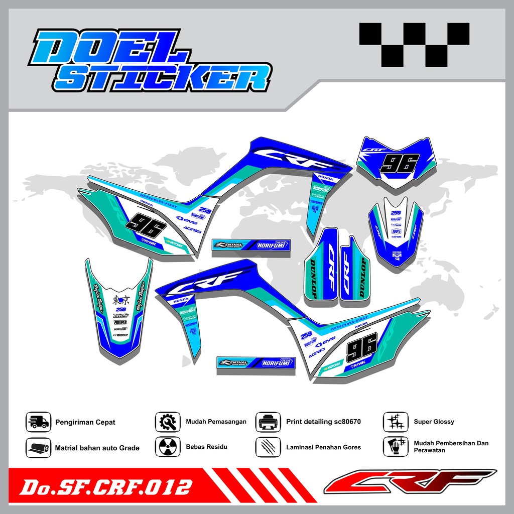 Sticker Striping Semifull CRF 150L List Variasi Hologram Pelangi,Crome Doel 012