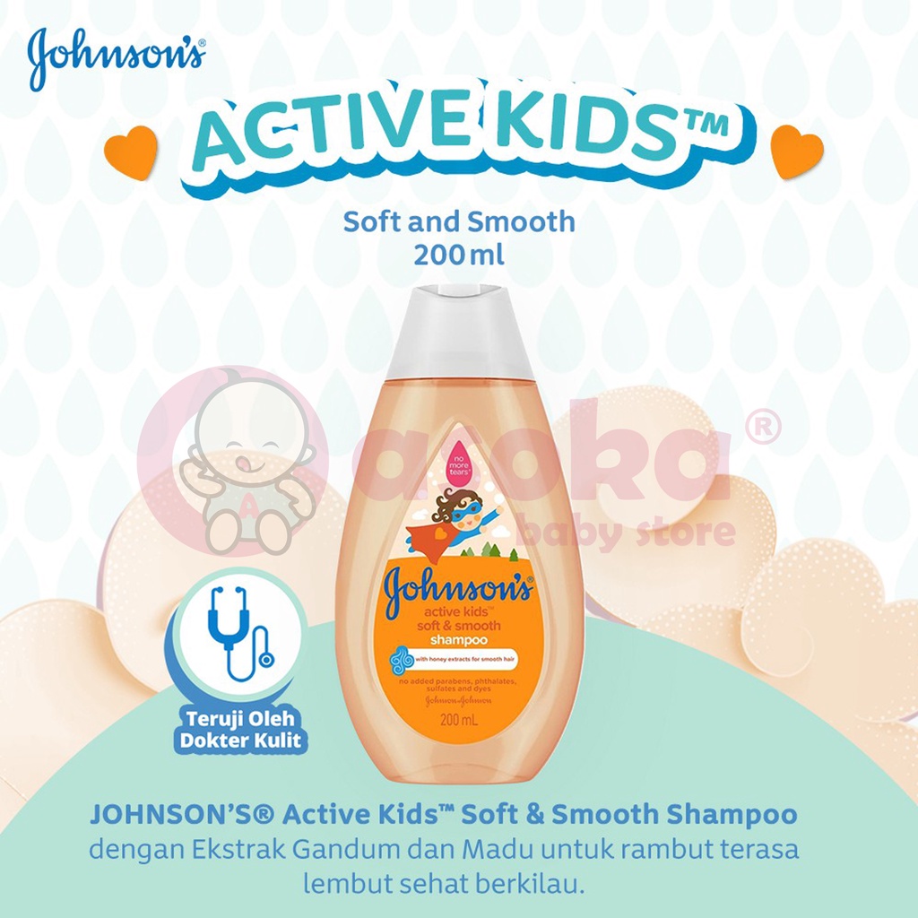 Johnson's Active Kids Soft &amp; Smooth Shampoo Shampo Anak-anak 200 mL ASOKA