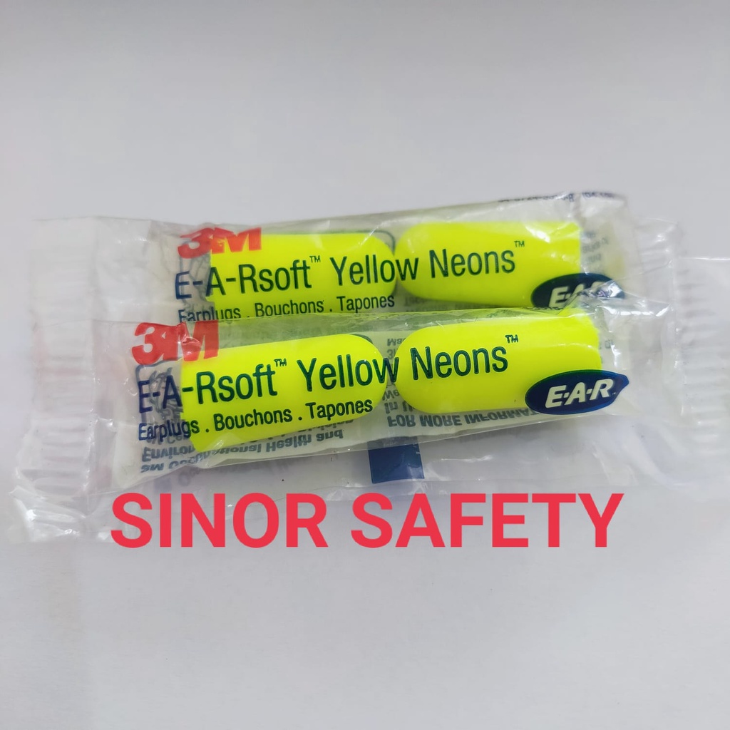 Earplug 3M E-A-Rsoft Yellow Penyumbat Telinga Saat Kerja dan Tidur SEPASANG KIRI DAN KANAN