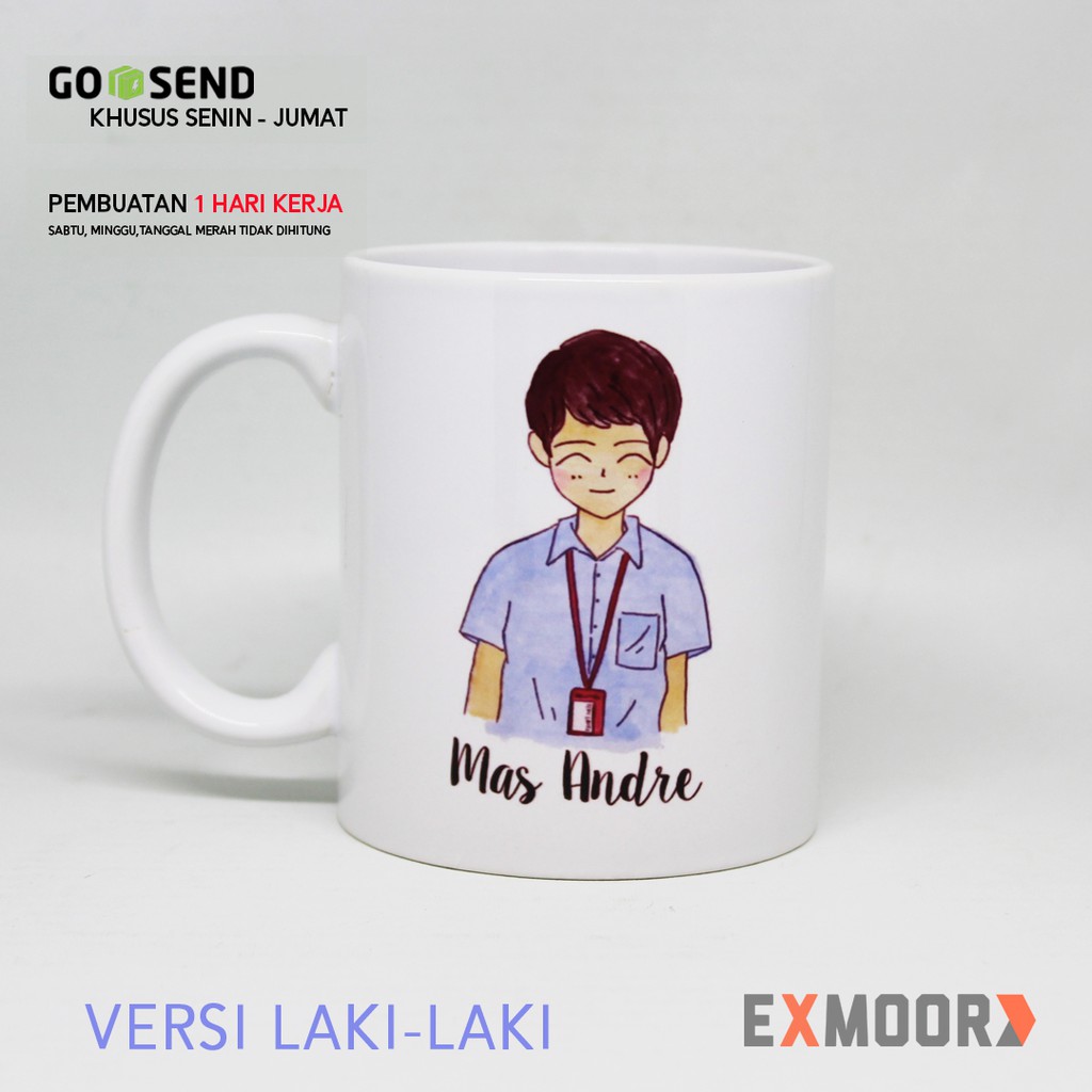 Mug Doodle Profesi Kantoran untuk Kado Ulang Tahun