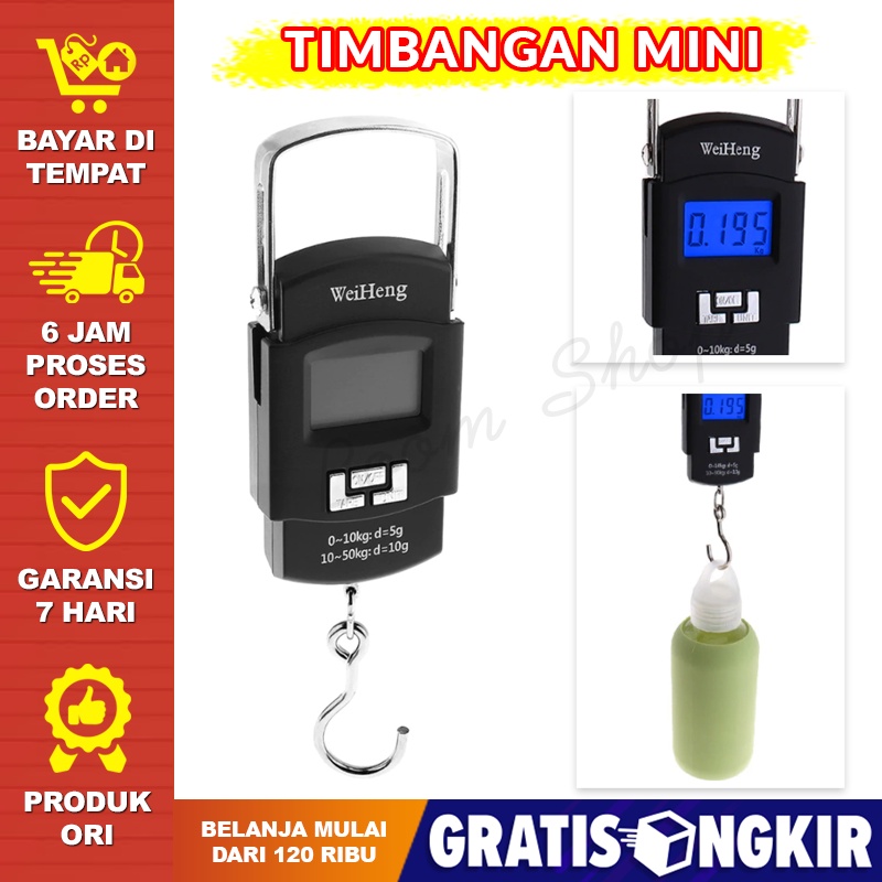 Timbangan Gantung Digital Barang 10-50kg Kiloan Gantung 25kg Murah Weiheng Timbangan Digital Koper