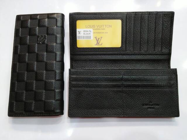 Dompet lv kulit asli panjang lipat damier 6004