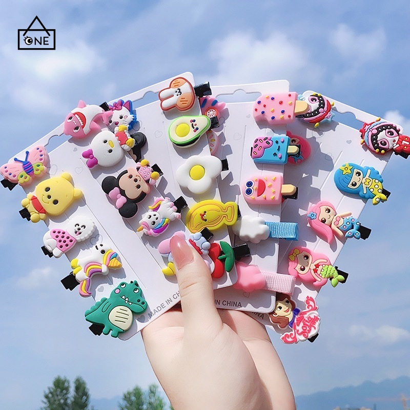 COD❤10Pcs Jepitan Rambut Anak Jepit Rambut Korea Kids Unicorn Candy Fruit Hair Clips A one