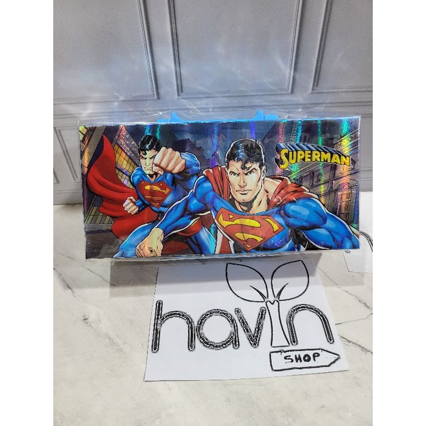 kotak pensil KODE 3 TINGKAT metalik 3dimensi/pencil case password/kotak pin-SUPERMAN metalik