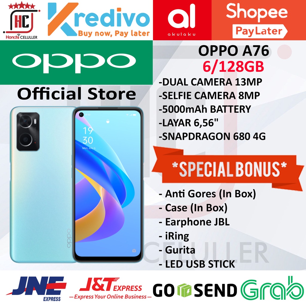 OPPO A76 6/128 GB GARANSI RESMI OPPO INDONESIA FULL BONUS