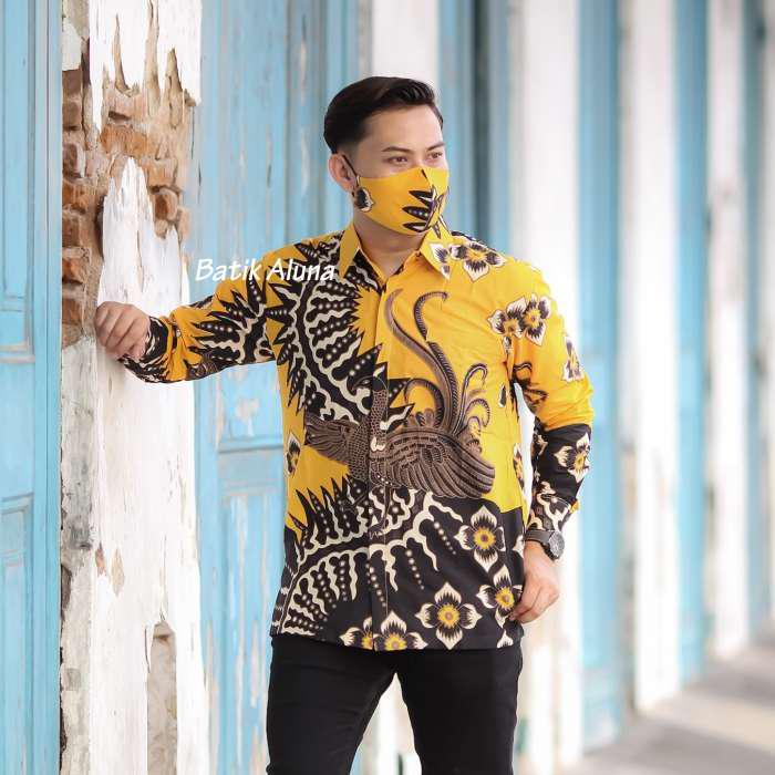 Baju Kemeja Batik Premium Slimfit Furing Lengan Panjang Pria Cowok Murah Batik Solo Aluna 070