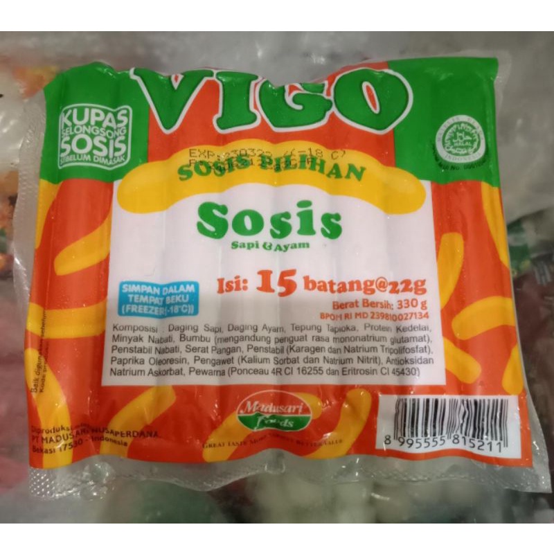 

Sosis Champ Ayam/Sosis Sobat long ayam/sosis vigo sapi/sosis fino ayam/ sosis kimbo jumbo original