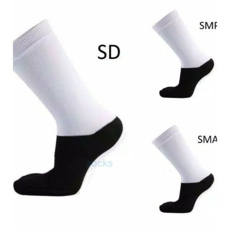 Sekolah Kaos Kaki Anak SD SMP SMA panjang hitam putih murah socks school kaoskaki sekolah