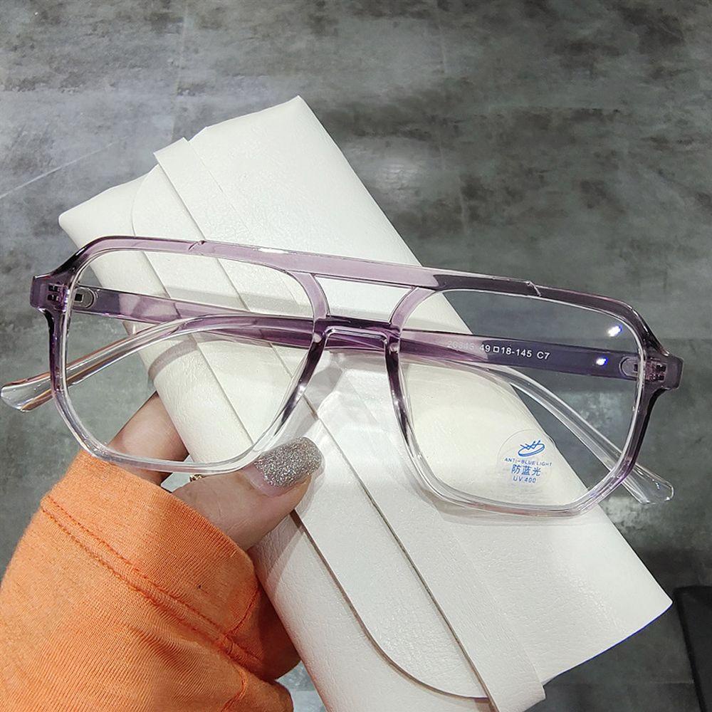 Agustinina Anti-blue Light Glasses Vintage Vision Care Perlindungan Anti Radiasi Square Double Bridges Women Glasses