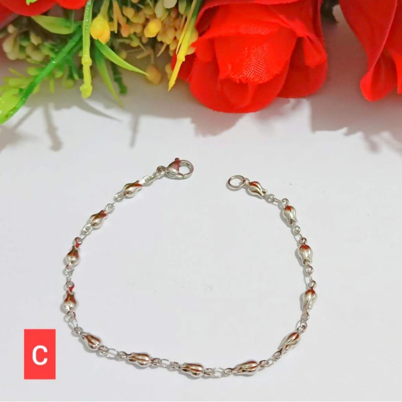 GELANG RANTAI TITANIUM DEWASA MODEL MINIMALIS SILVER TIDAK KARAT &amp; TIDAK LUNTUR (COD)