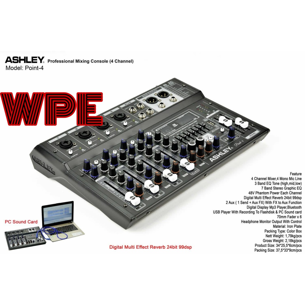 mixer audio ashley point4 / ashley point 4 original 4 channel