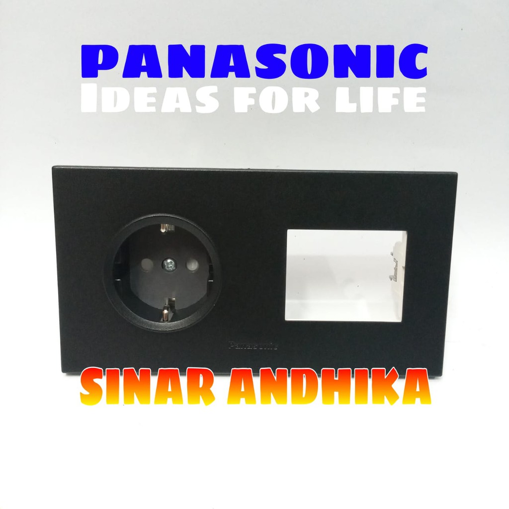 STOP KONTAK SINGLE (CP) + FRAME SAKLAR HITAM STYLE E PANASONIC WESJP 11212B