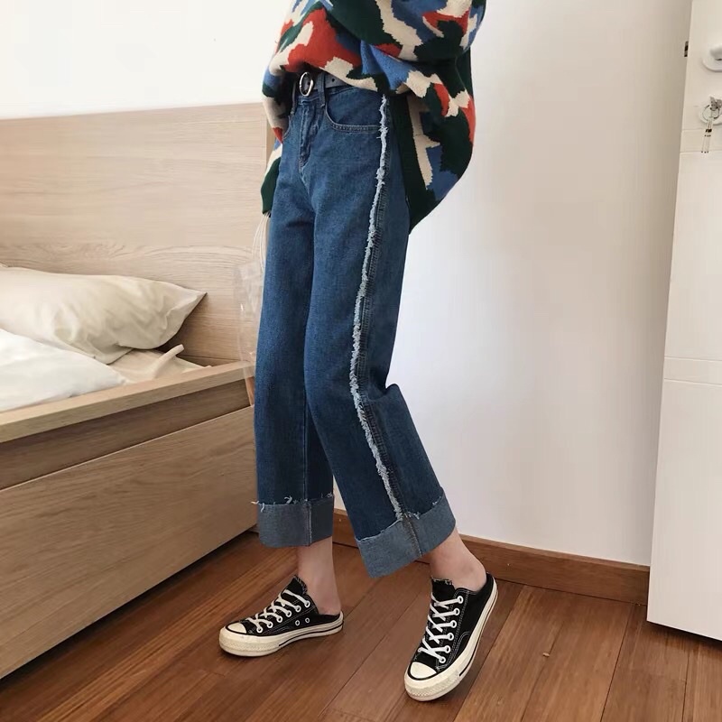 celana boyfriend jeans wanita korea import
