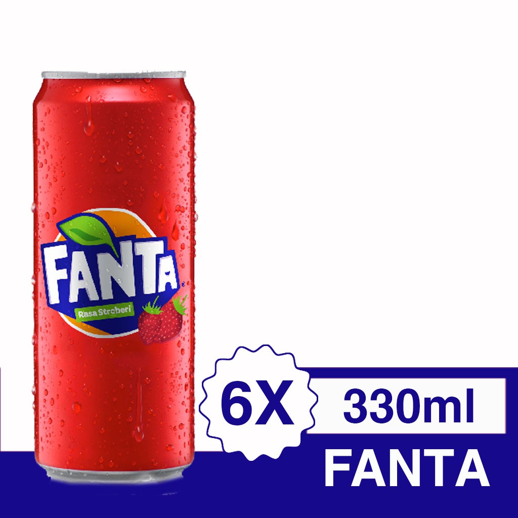  FANTA  STRAWBERRY SLEEK CAN 330 ml 6 kaleng Shopee 