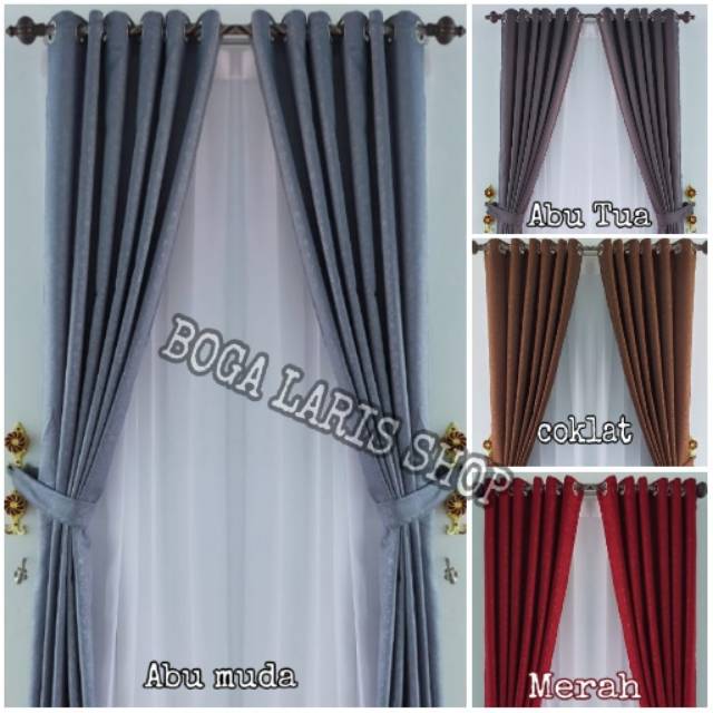 Tirai gorden Murah Bandung polos abstrak /Gorden Pintu Jendela smockering minimalis