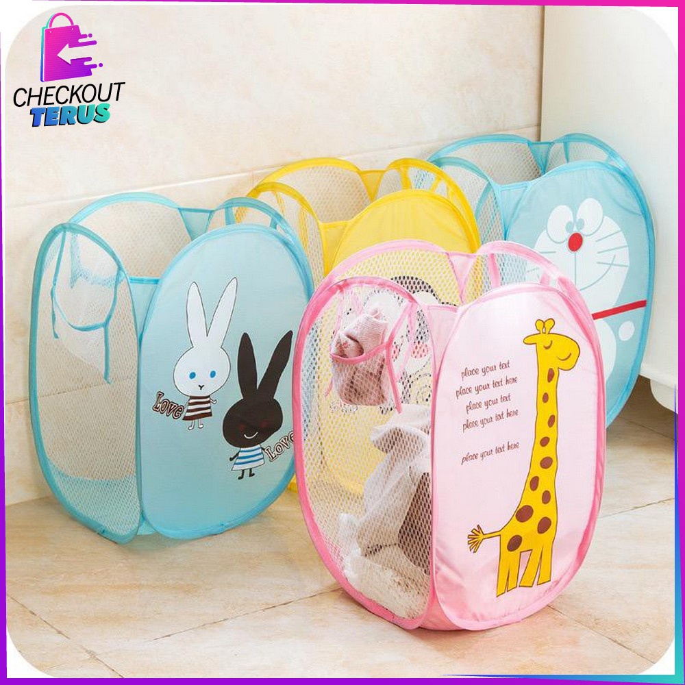 CT C500 Keranjang Baju Kotor Lipat Karakter Keranjang Portable Serbaguna Laundry Bag Keranjang Cucian