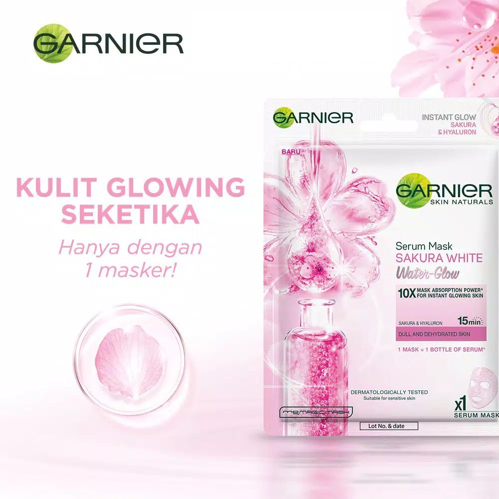 Garnier Serum Mask Sakura White Waterglow Skin Care (Masker Wajah Untuk Kulit Glowing Seketika)