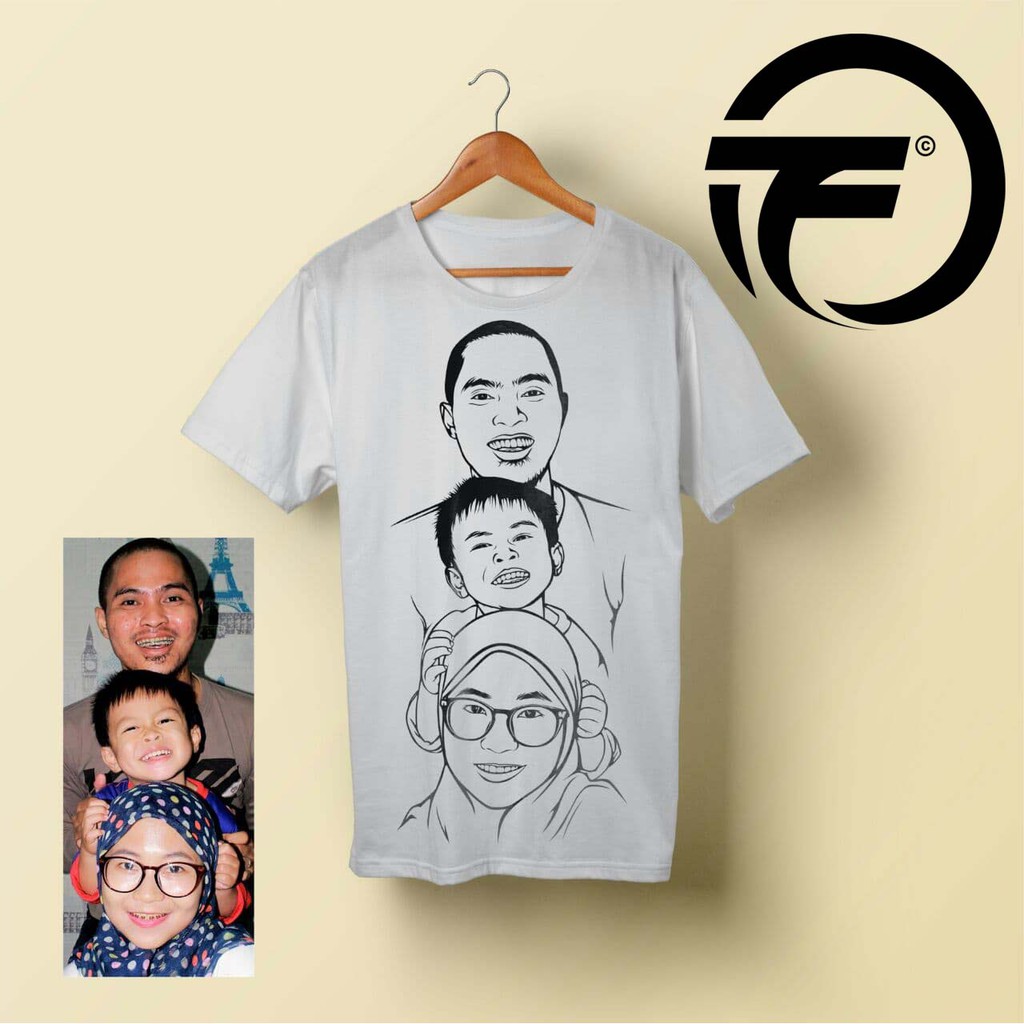 Kaos Custom Line Art Wajah Sendiri Keren Shopee Indonesia