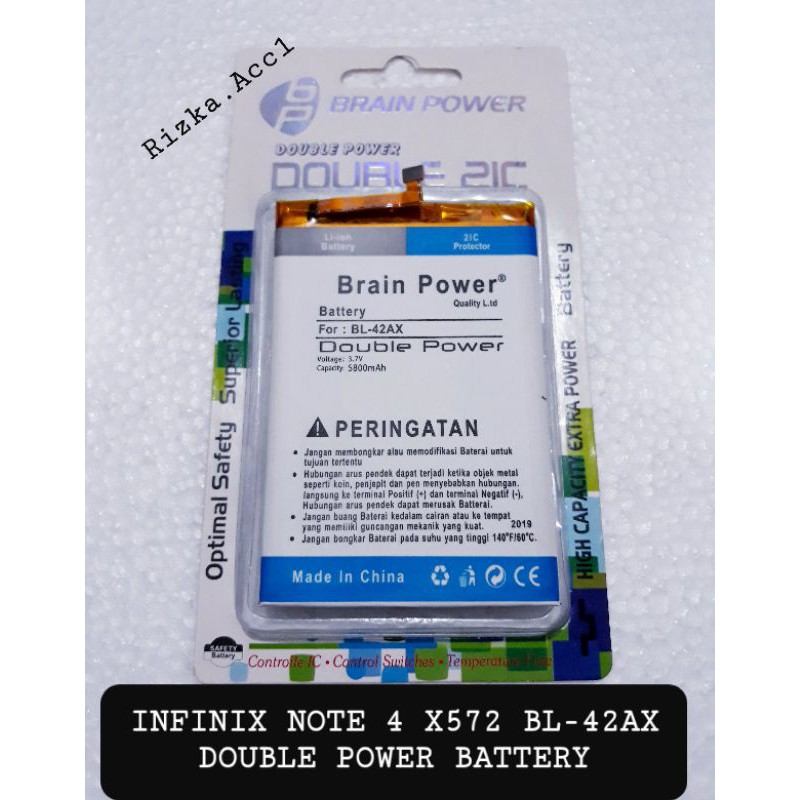 Baterai Batre Hp Infinix Note 4 X572 BL-42AX 42AX Double Power Battery