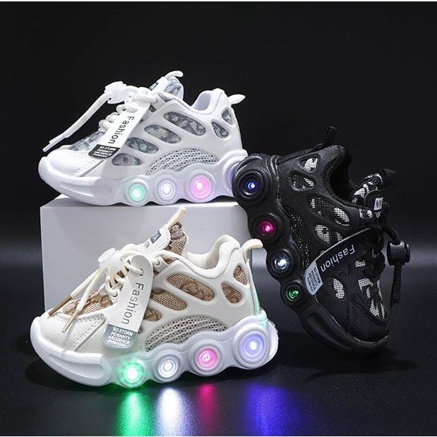 [Tokobig] Guccers LED Sepatu Anak Sport Sneaker Anak Size 21-30 Usia 1-5 Tahun - live pagi malam