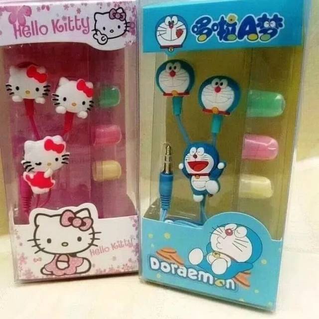 Handsfree Headset  Karakter Doraemon Hello Kitty