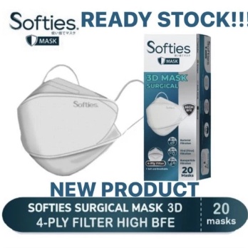 Masker Softies 3D masker surgical 4ply isi,20pcs