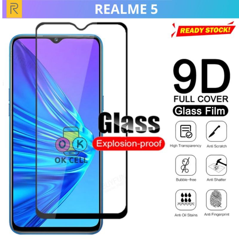 Tempered Glass Full layar Realme 5 - TG Anti Gores Kaca Realmi 5 Screen Protector Premium