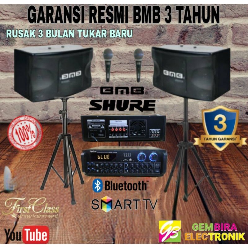 Paket karaoke bluetooth BMB 10 inch paketan sound system rumah audio Original Garansi Resmi 3 tahun