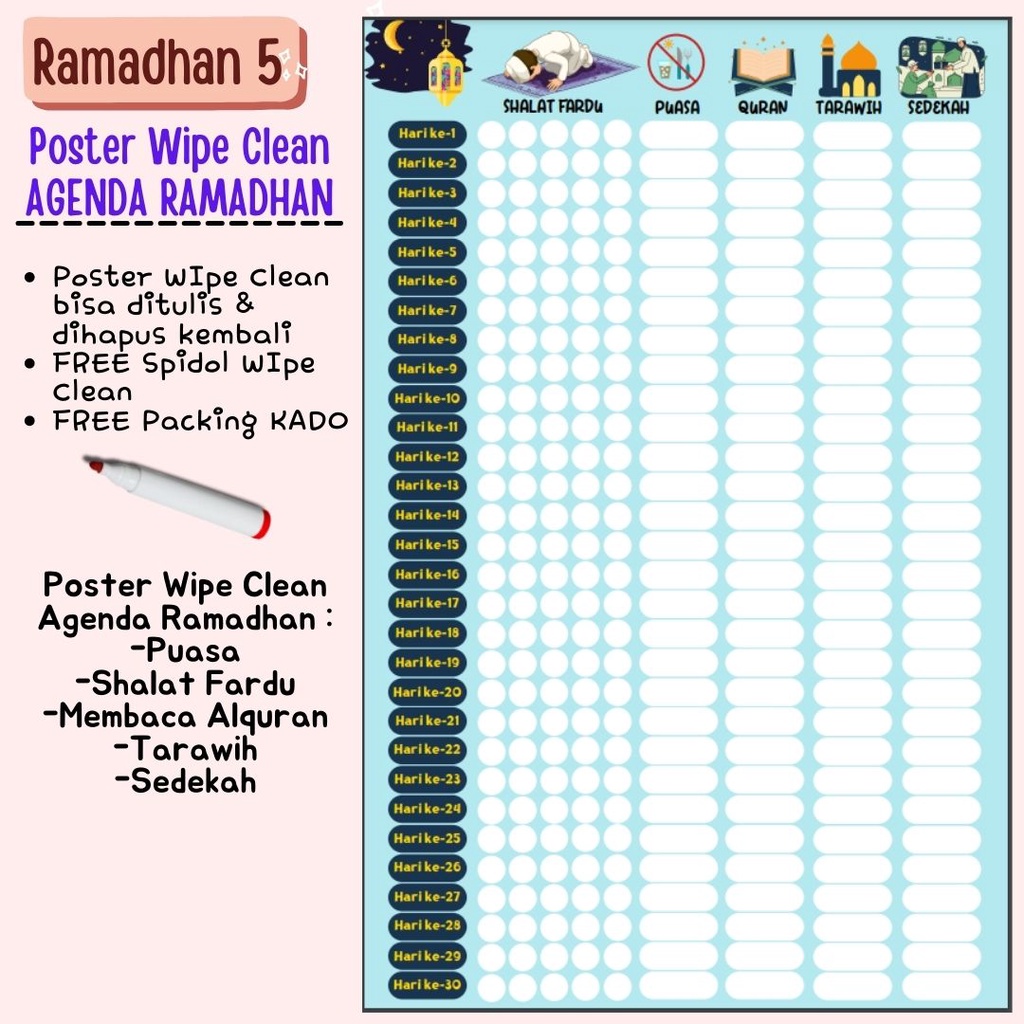 

POSTER AGENDA RAMADHAN ANAK- Poster Edukasi untuk anak Paud dan SD