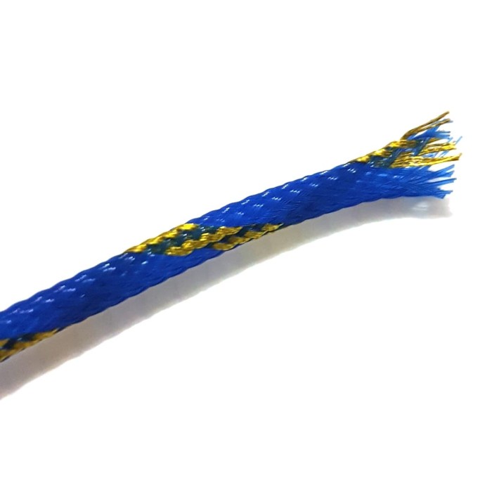 Pembungkus Kabel 6 mm Biru Gold Cable Sleeve braided nylon