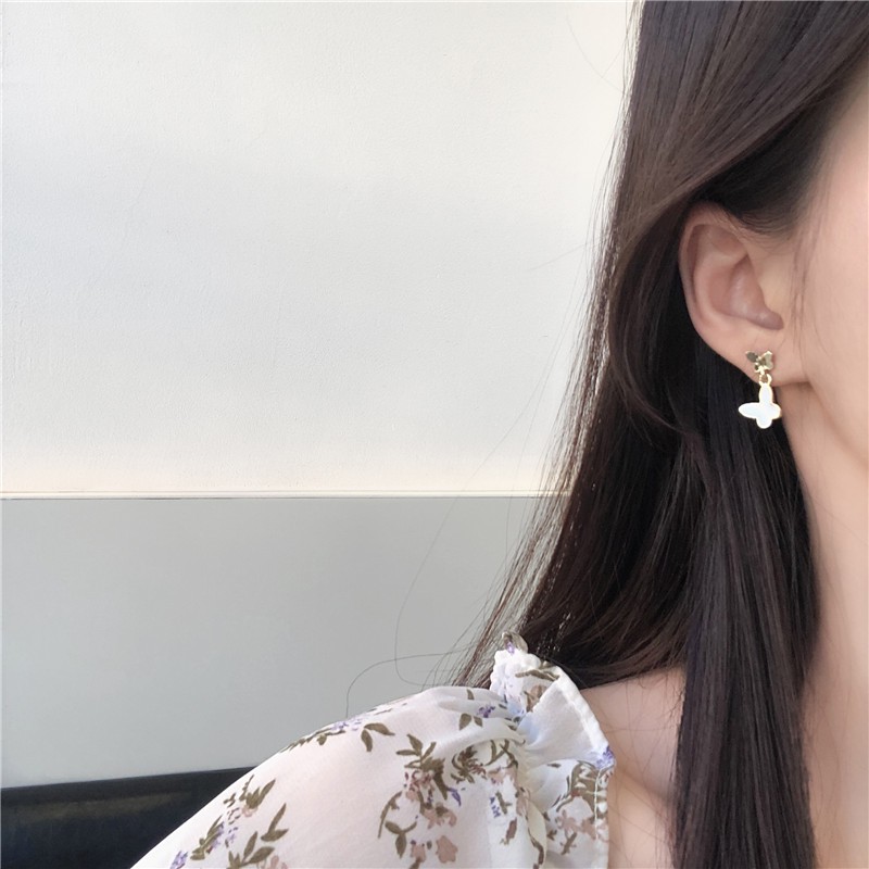 Anting temperamen perempuan, Korea bersih anting-anting shell merah kupu-kupu