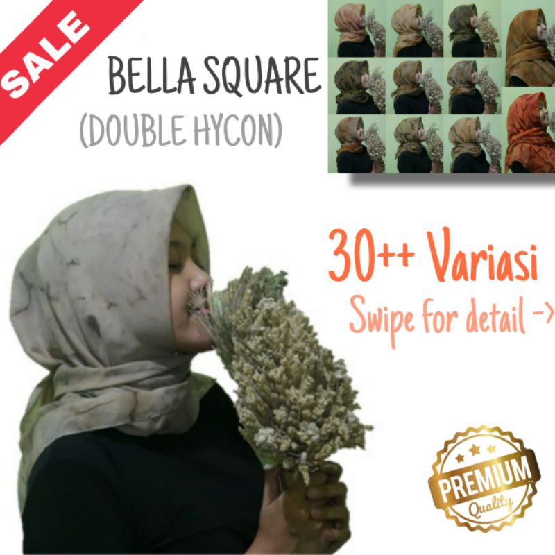 PROMO AFNA HIJAB SEGIEMPAT BELLA SQUARE (DOUBLE HYCON) MOTIF MARMER UNIK MURAH