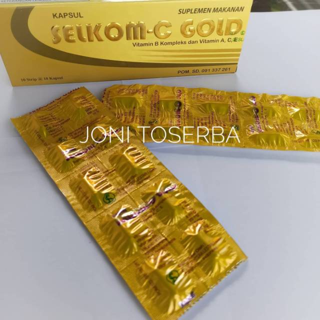 Selkom C Gold - Vitamin B Kompleks dan Vitamin A, C, E (1strip=10kapsul)