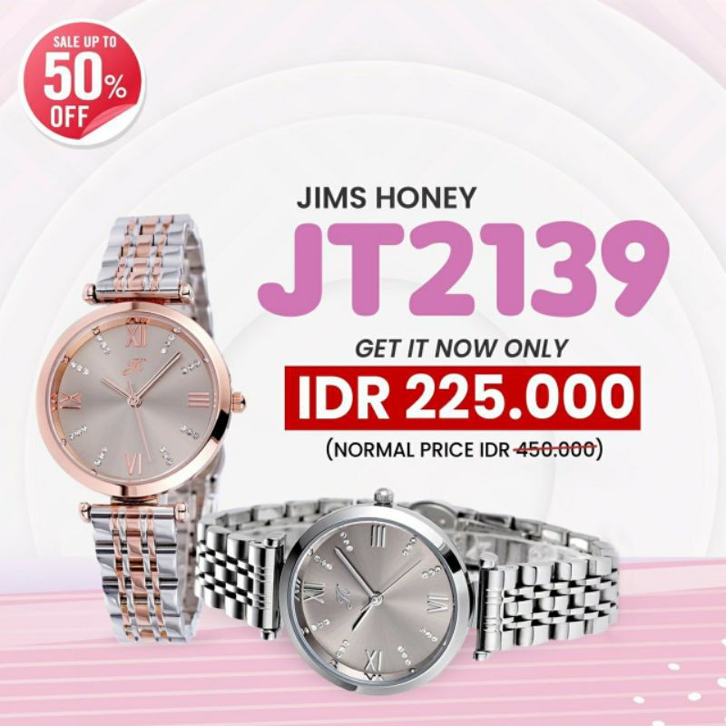 JIMS HONEY 2139 JAM TANGAN WANITA ANTI AIR (FREE EXCLUSIVE BOX KAYU + BATERAI)