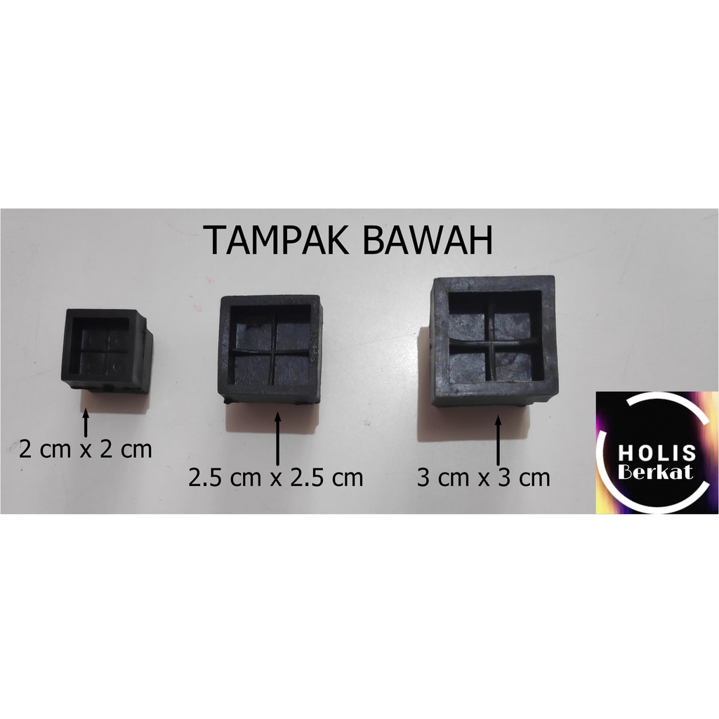 Kaki Plastik Kotak untuk alas meja dan kursi ukuran 3 cm x 3 cm HITAM