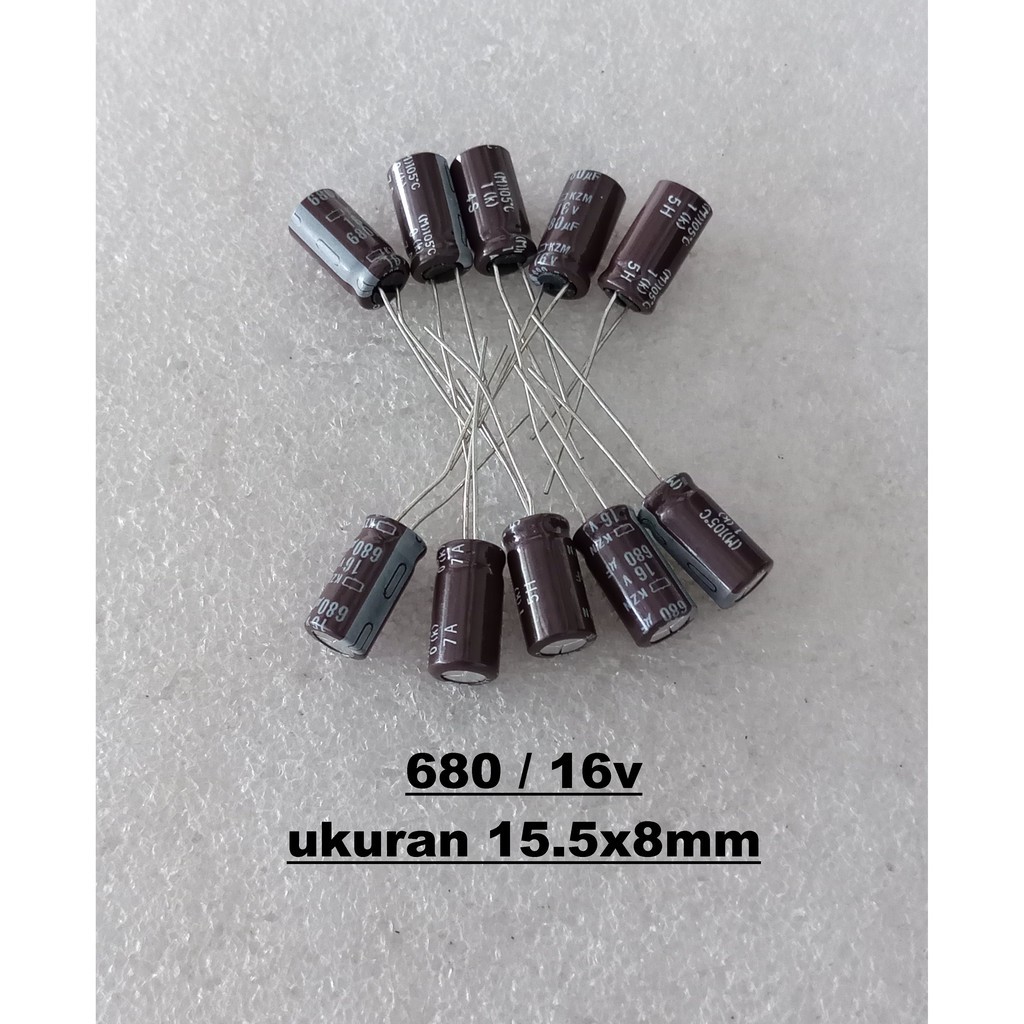 Capacitor Elco 680uf 16v 15.5x8 10pcs