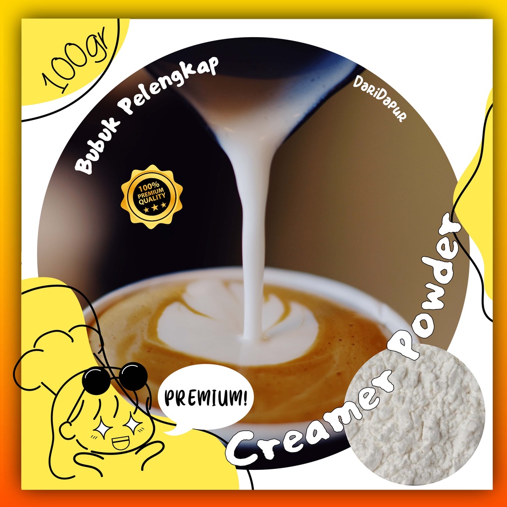 

Bubuk Serbuk Creamer / Krimer / Kremer Powder Serbaguna | Bubuk untuk Campuran Minuman, Kopi / Coffee / Coffe, Thai Tea, Es Buah, Es Boba | Penambah Rasa Paling Gurih | Full Cream, Super Premium, Halal, Terbaik, Ekonomis Kemasan Kecil, COD 100gr