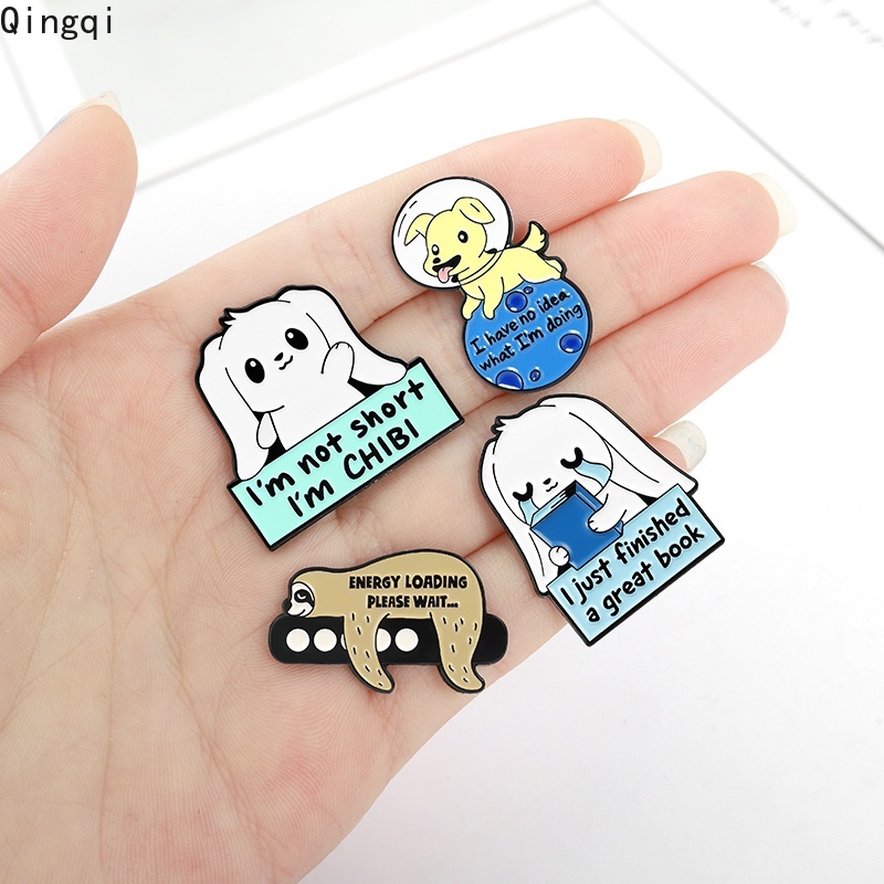 Bros Pin Enamel Desain Kartun Hewan Kungkang Kelinci Anjing Buku Untuk Hadiah Anak