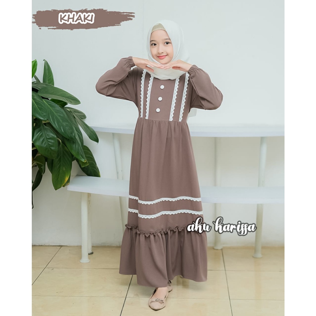 Gamis Anak REYNA DENISA aku karissa kids Itycrepe Kancing BAJU MUSLIM RENDA ADEM BEST SELLER S M L XL