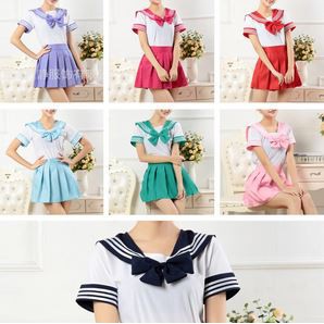 Seragam sekolah jepang sailor seifuku lengan pendek navy blue cosplay