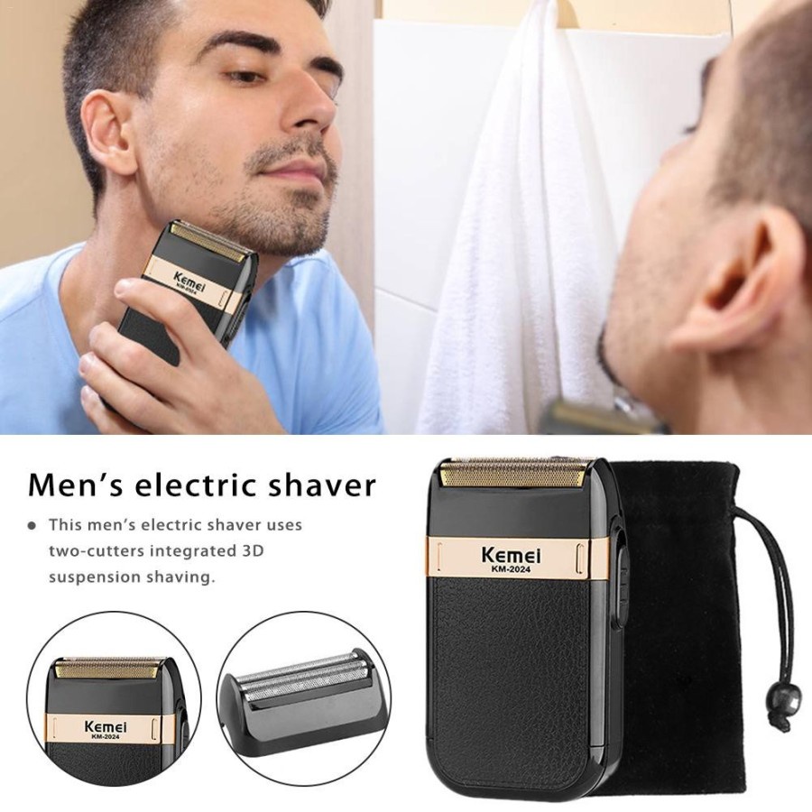 ALAT CUKUR JENGGOT KUMIS SHAVER TRIMMER KEMEI KM-2024 USB WET AND DRY