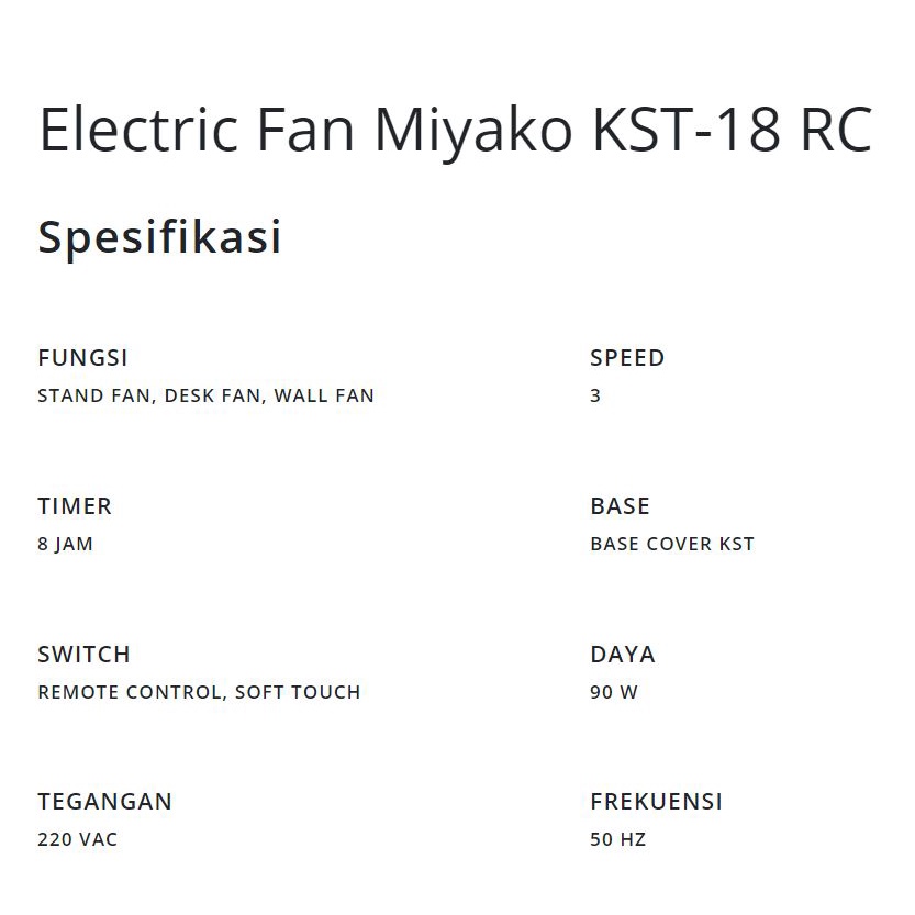 MIYAKO KST 18RC KIPAS ANGIN BERDIRI 3 in 1