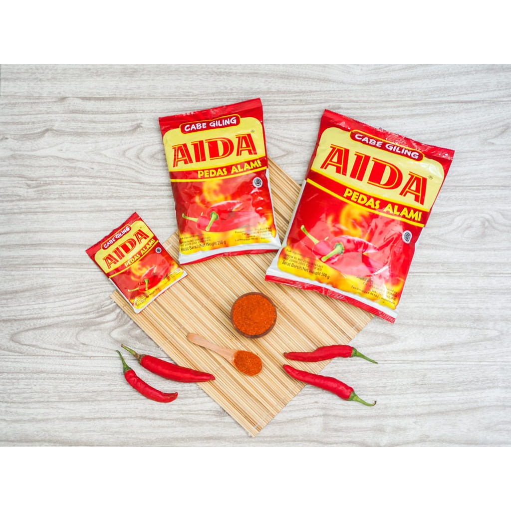 

GFD Bumbu Tabur Serbuk Bubuk Cabe Giling Pedas Aida gram Per 1 PCS
